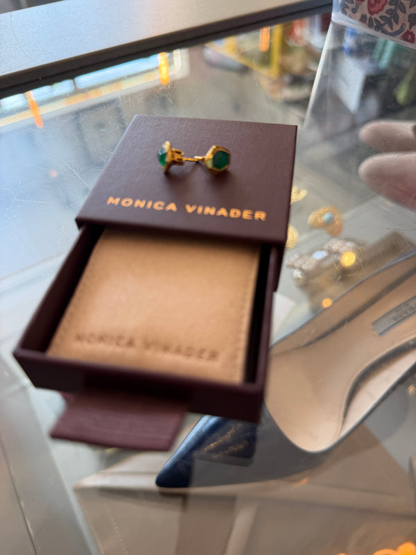 Monica Vinader Green Stone Stud Earrings