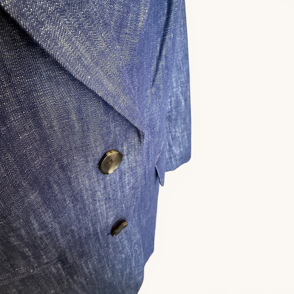 M&S Navy Linen Blazer — Size 14