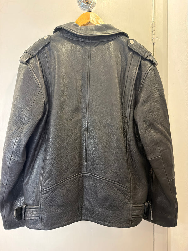 Mint Velvet Oversized Grained Leather Biker Jacket – Medium