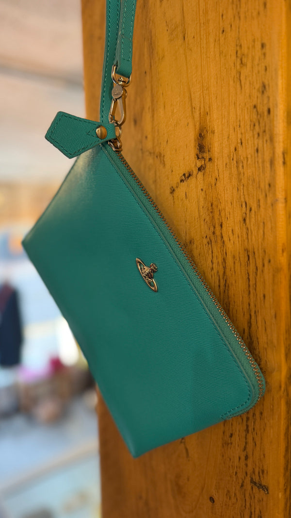 Vivienne Westwood turquoise wristlet- clutch