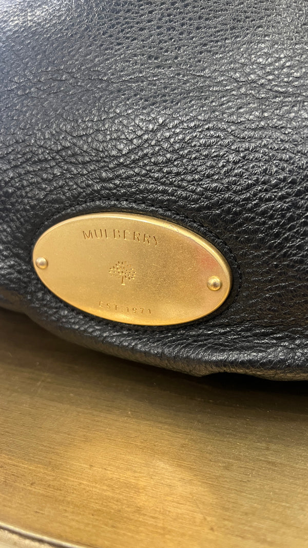 Mulberry black grained leather Mitzy Handbag