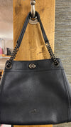 Coach Edie Navy pebble leather handbag