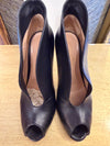 Gianvito Rossi Black Leather Peep-Toe Shoe Boots Size 38.5