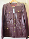 Karen Millen berry leather jacket size 8