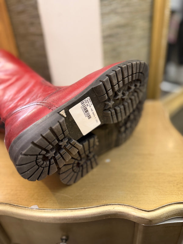Tamarins terracotta red leather long boots Size 4