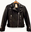 All saints black leather jacket size 6
