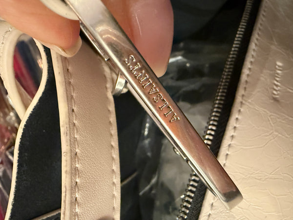 All saints white leather tote handbag