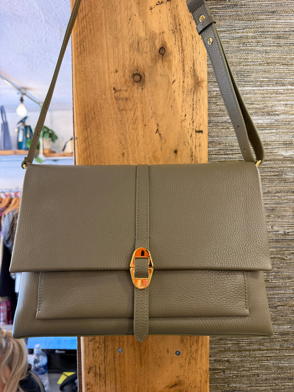 Coccinelle khaki leather handbag