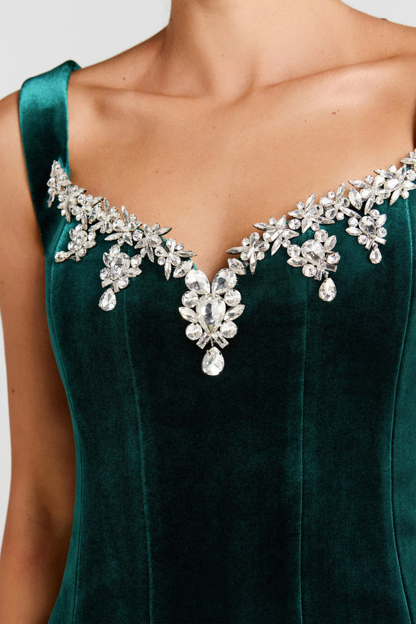 Nadine Merabi Bree Green velvet corset size Small