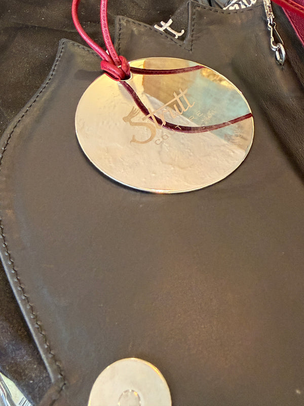 Strutt purple suede/Black Patent clutch bag