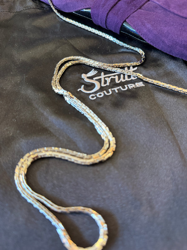 Strutt purple suede/Black Patent clutch bag