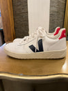 Vega white, red/navy trainers size 7