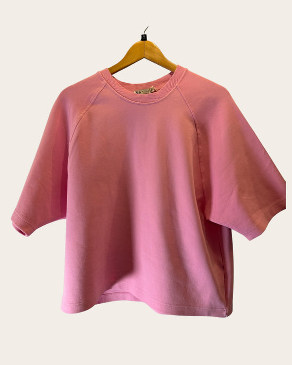 Zara pink short sleeve sweat top size small