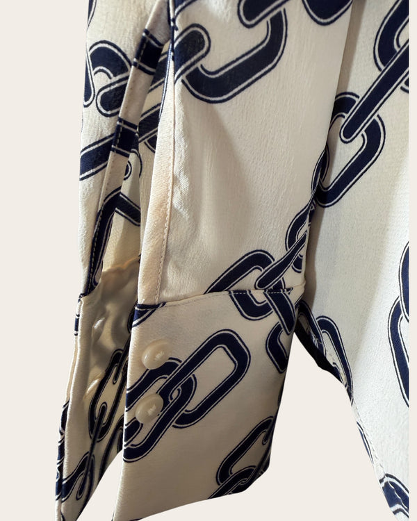 Mango white/navy shirt Size Large