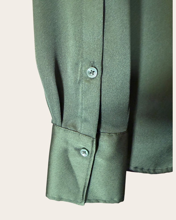 M&S green satin shirt size 8