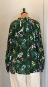 Zadig and Voltaire 100% silk green floral blouse size XS