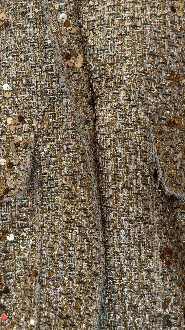 Zara gold sequins bomber jacket size Large