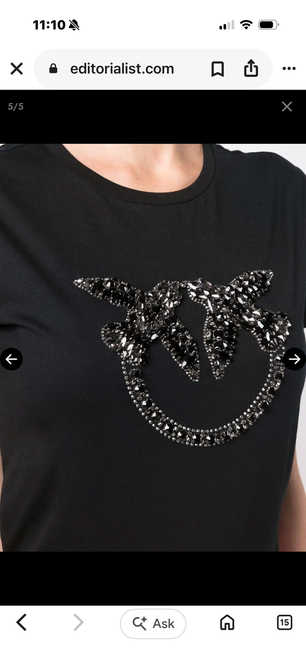 Pinko ‘love birds’ Black T-shirt size small