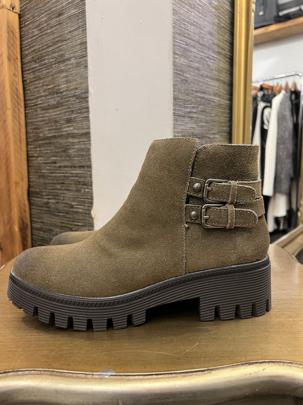 Moda in pelle khaki ankle boots 40