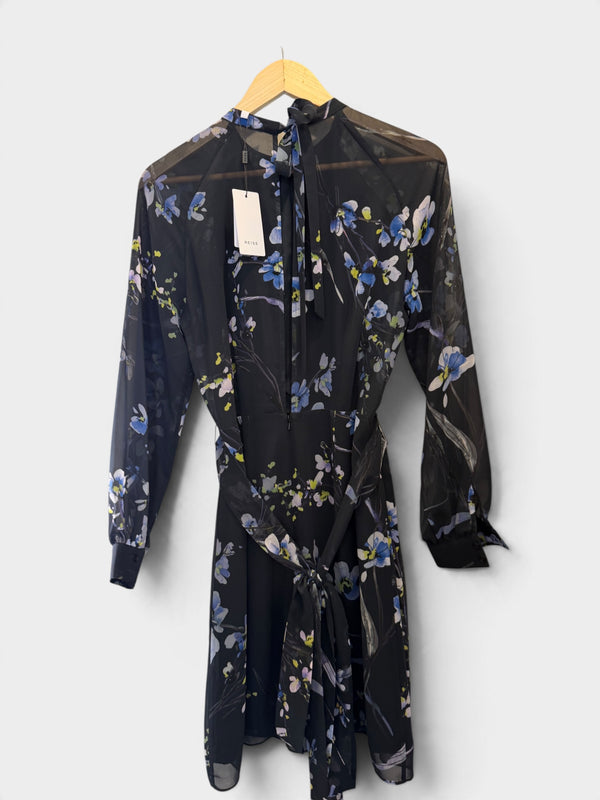 Reiss black floral dress size 10