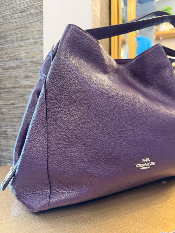Coach grained leather purple handbag