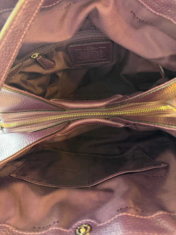 Coach grained leather purple handbag
