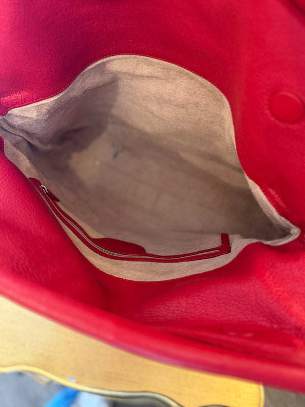 Chesneau red leather fold-over handbag