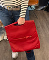 Chesneau red leather fold-over handbag