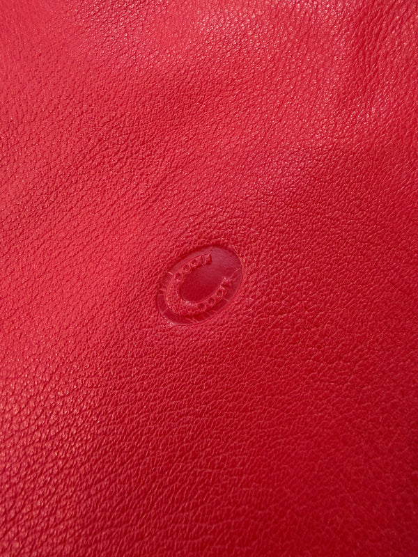 Chesneau red leather fold-over handbag