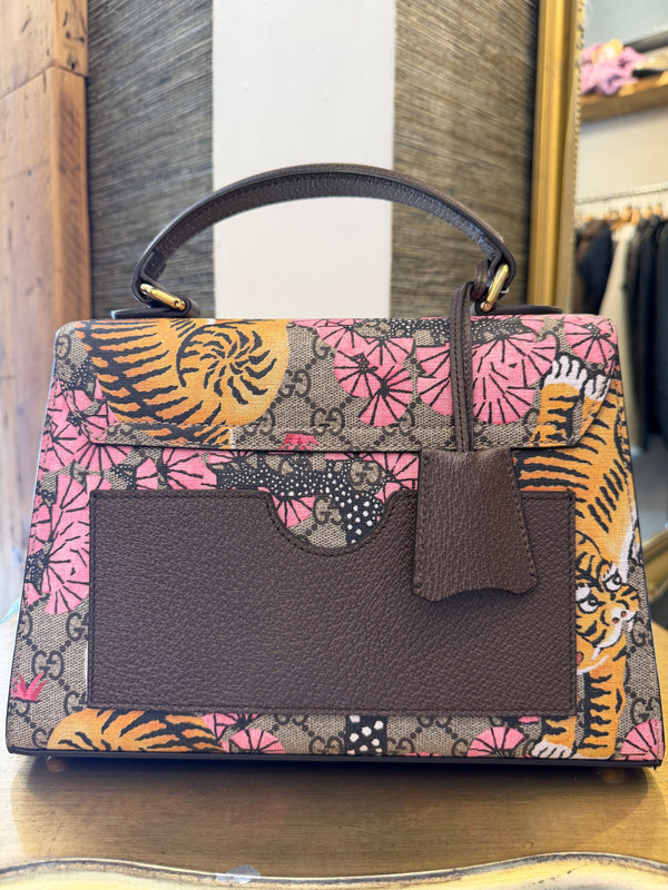 Gucci GG Supreme Bengal tiger print Padlock top handle handbag