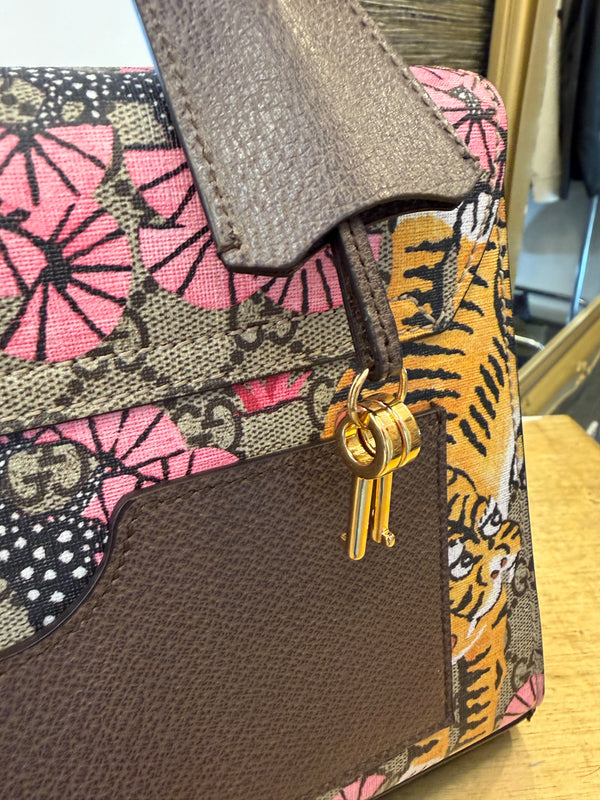 Gucci GG Supreme Bengal tiger print Padlock top handle handbag