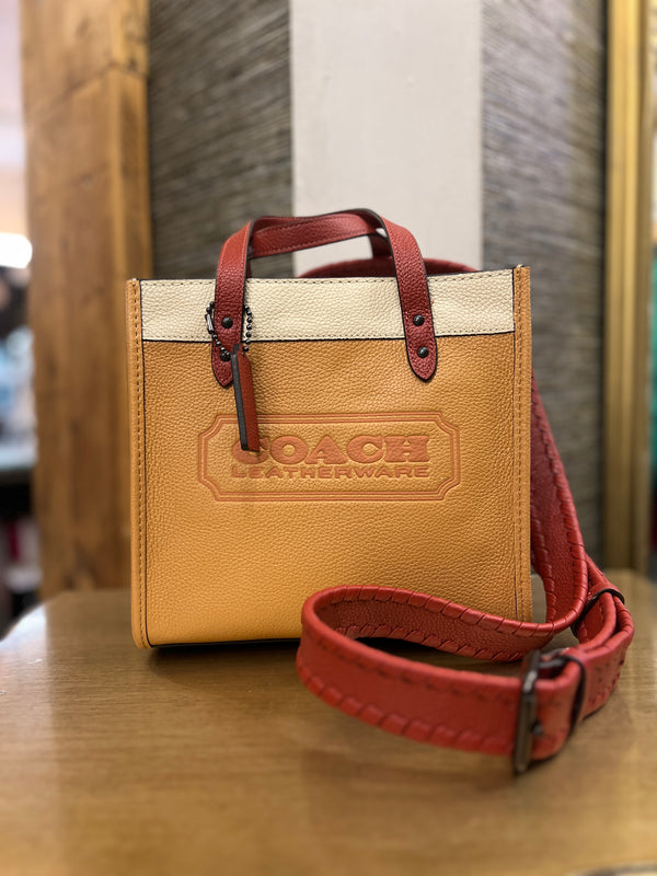 Coach field bag in tri colour tan