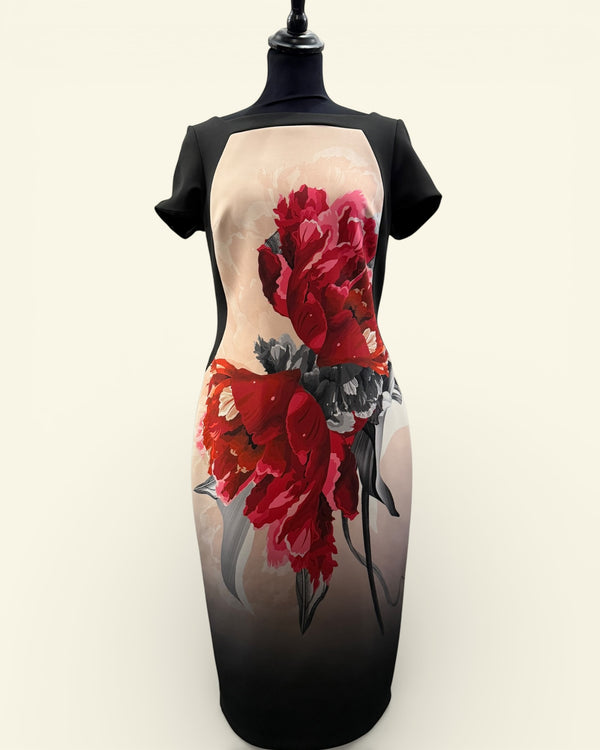 Coast black & red floral dress size 12