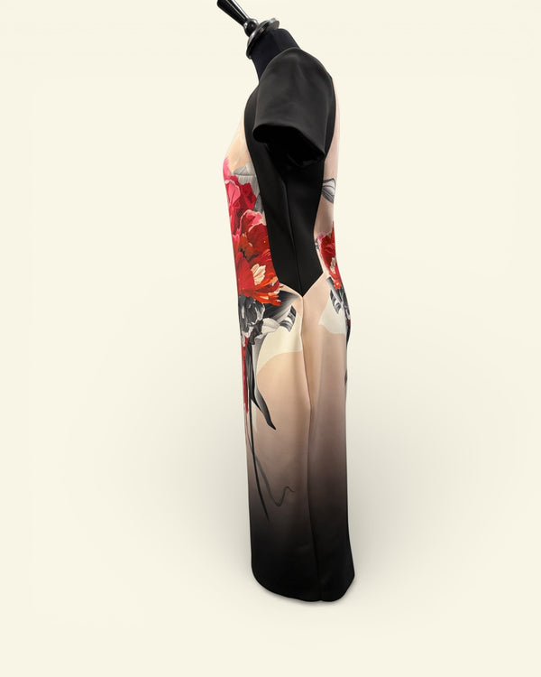 Coast black & red floral dress size 12