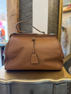 Prada Madras Cerniera Frame Doctor's Bag — Camel Leather