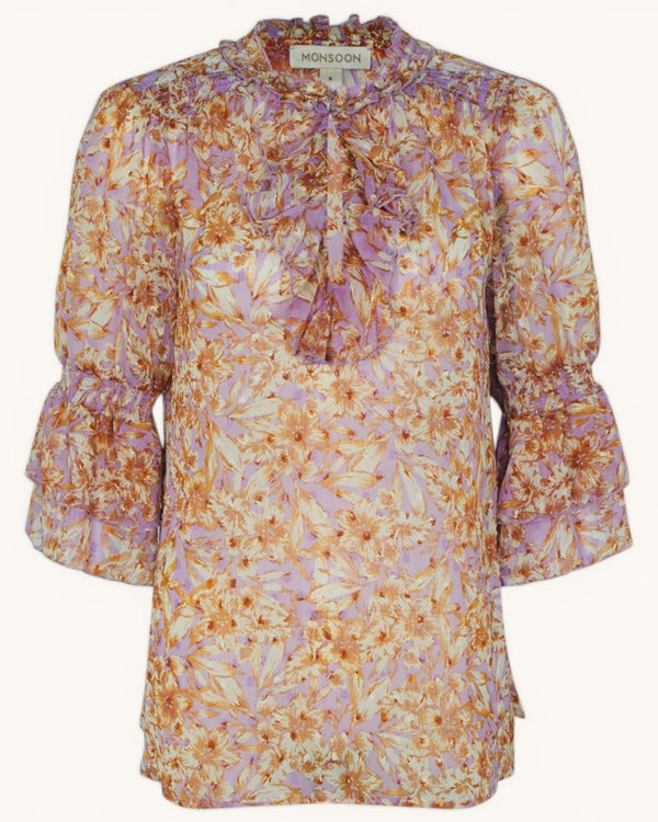 Monsoon pink sheer blouse size Large