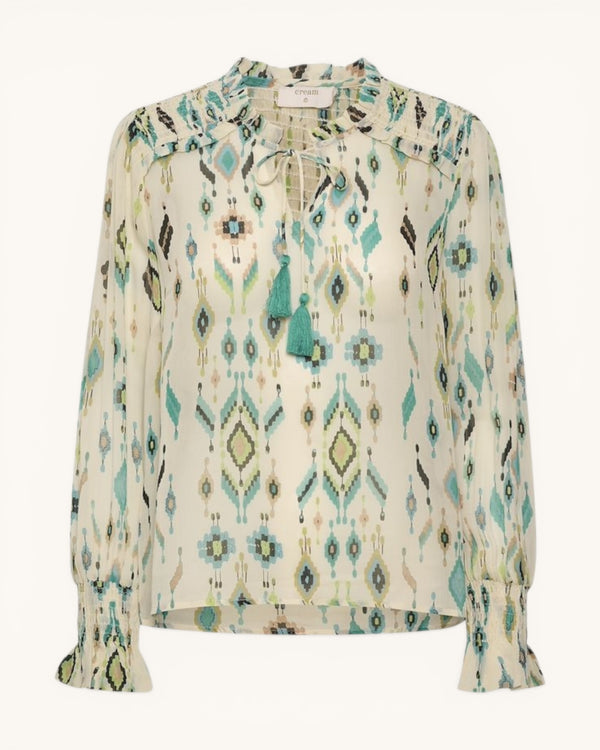 Cream, cream/blue blouse size 12