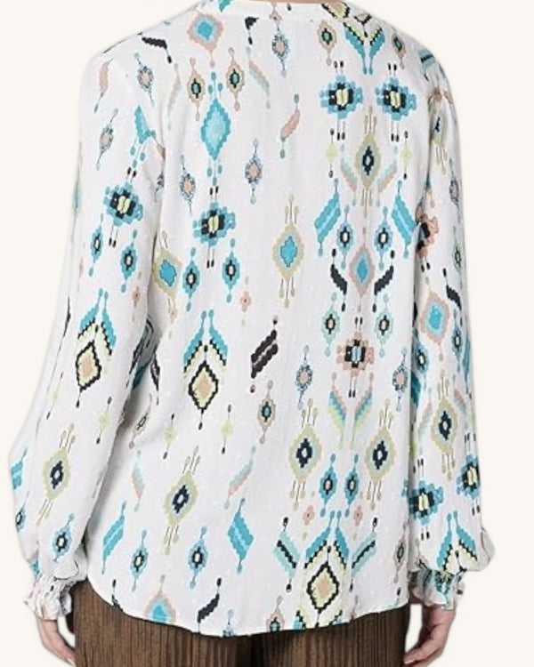 Cream, cream/blue blouse size 12