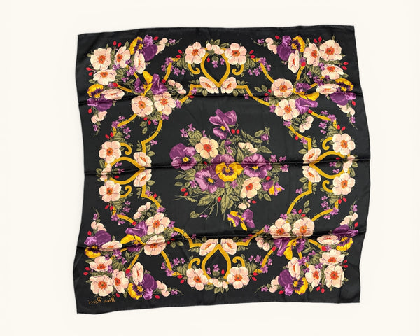Nina Ricci black floral silk scarf
