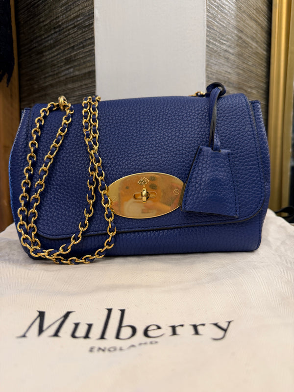 Mulberry Lily Bag – Indigo Pebbled Leather | Medium | Gold Hardware