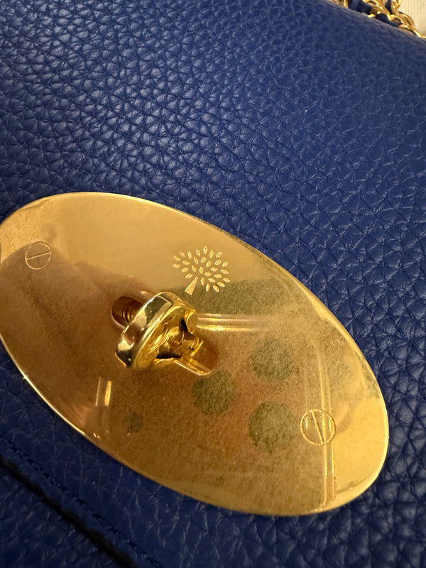 Mulberry Lily Bag – Indigo Pebbled Leather | Medium | Gold Hardware