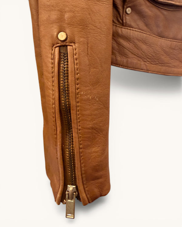 Mint Velvet Tan Leather Jacket – Size 12