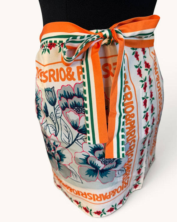 Commense Orange retro wrap skirt size small