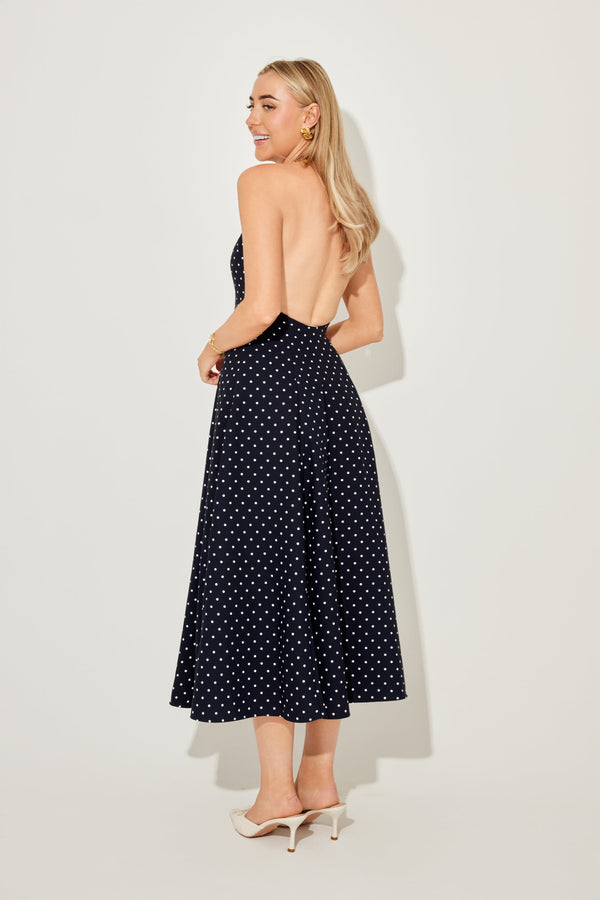 Odd muse Navy polka dot dress XS AP