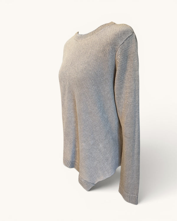 Jigsaw neutral linen knit top Size Medium