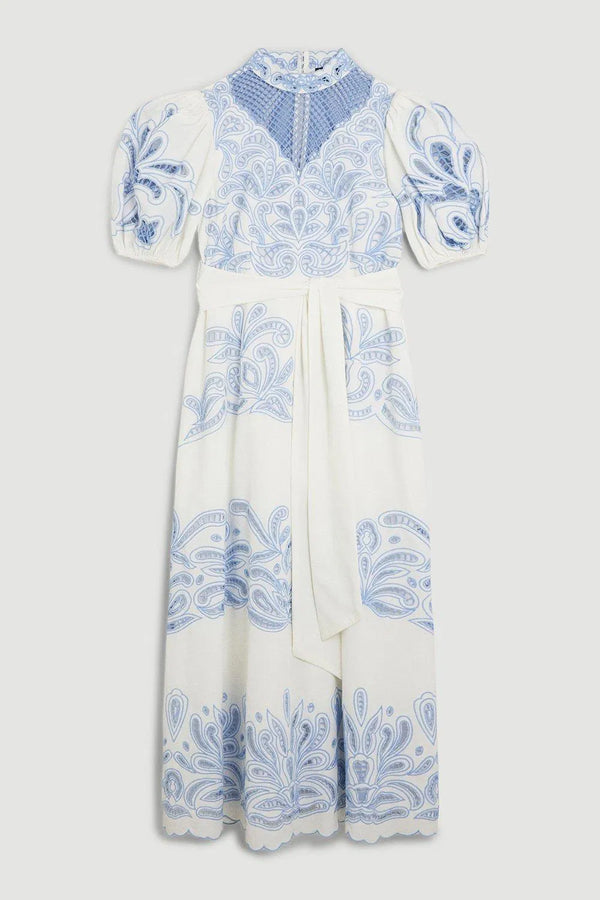 Karen Millen blue/cream dress size 8 AP