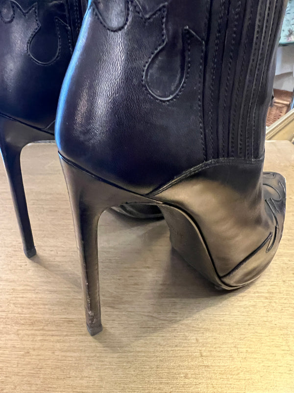 YSL black cowboy ankle boots 37.5