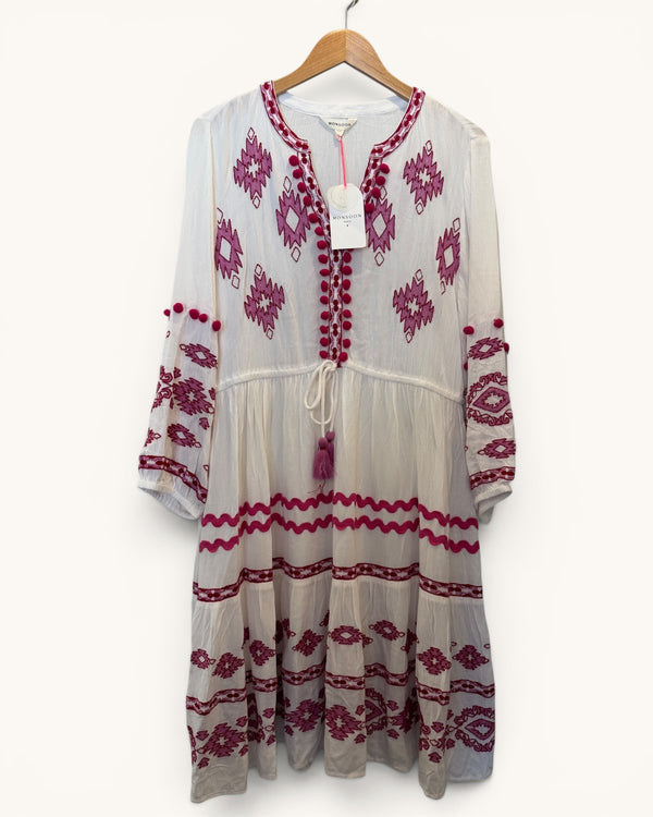 Monsoon white/pink dress size Medium