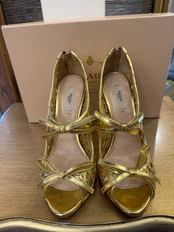 Prada gold shoes 38.5