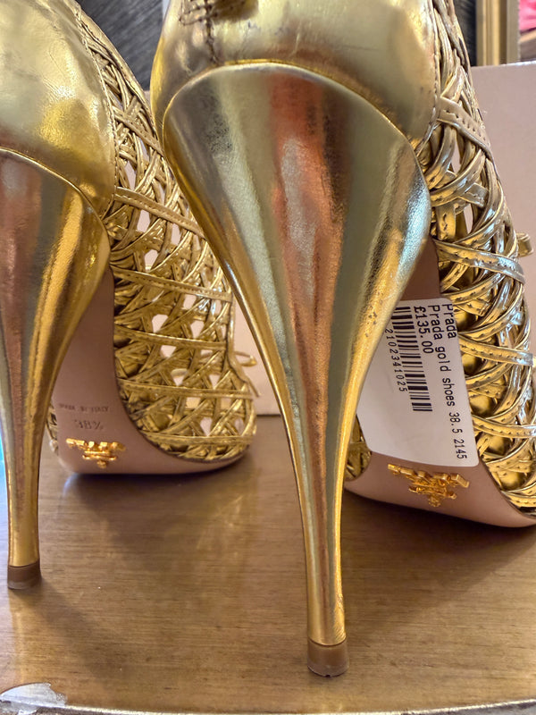 Prada gold shoes 38.5